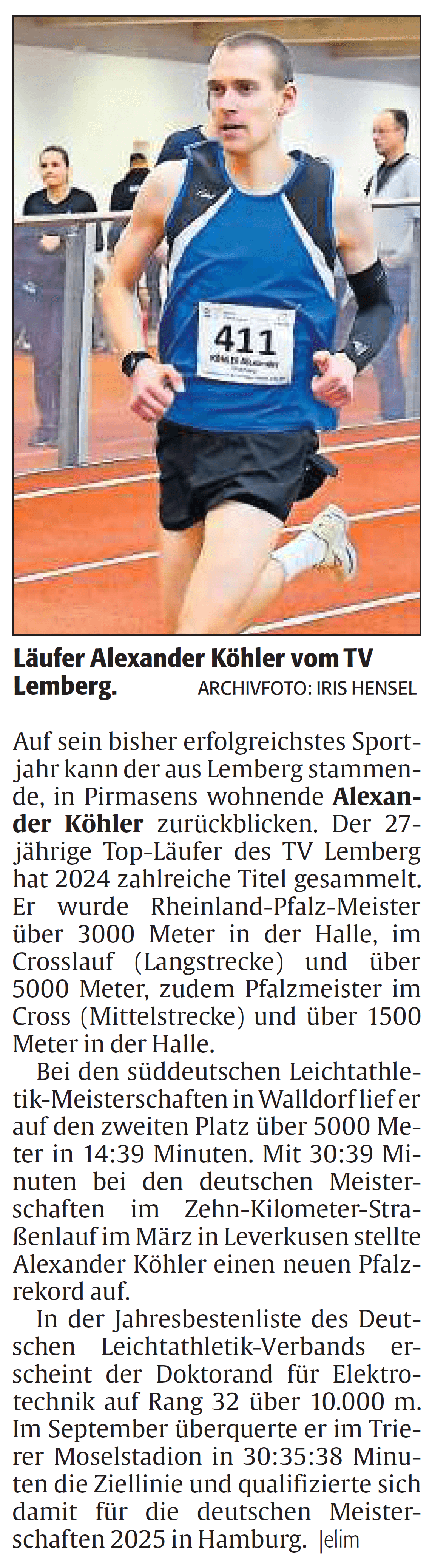 Pressebericht über Alexander Köhler